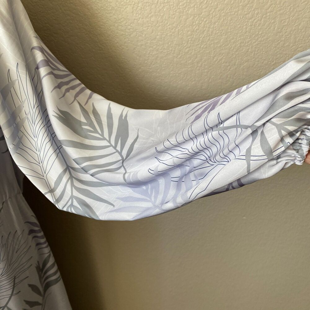 BOHME Gray Elegant Leaf Pattern Romantic Whimsical Long Sleeve Boho Maxi Dress L - Picture 6 of 12